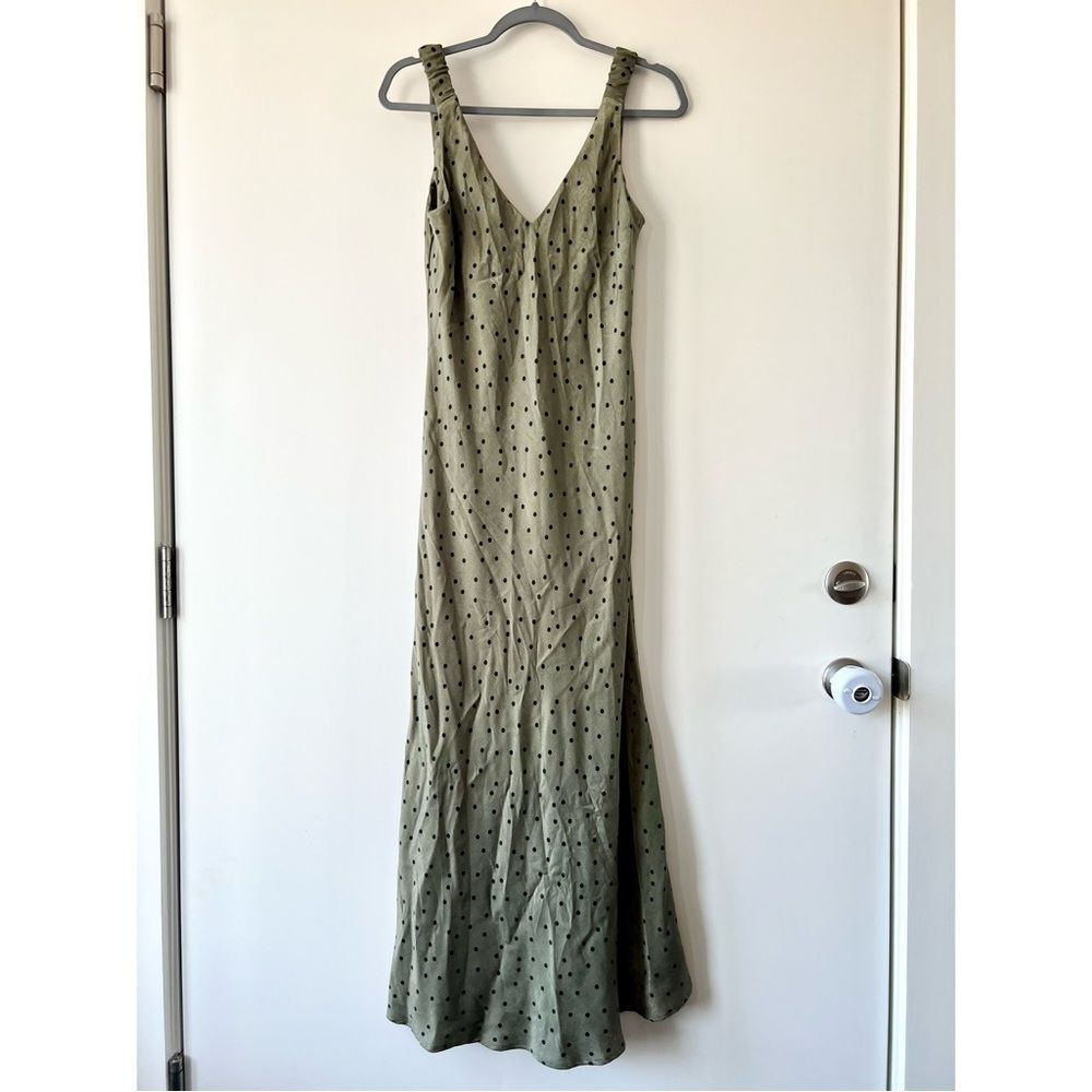 ZARA | sleeveless midi pullover dress in green polka dot | size medium - Picture 6 of 10